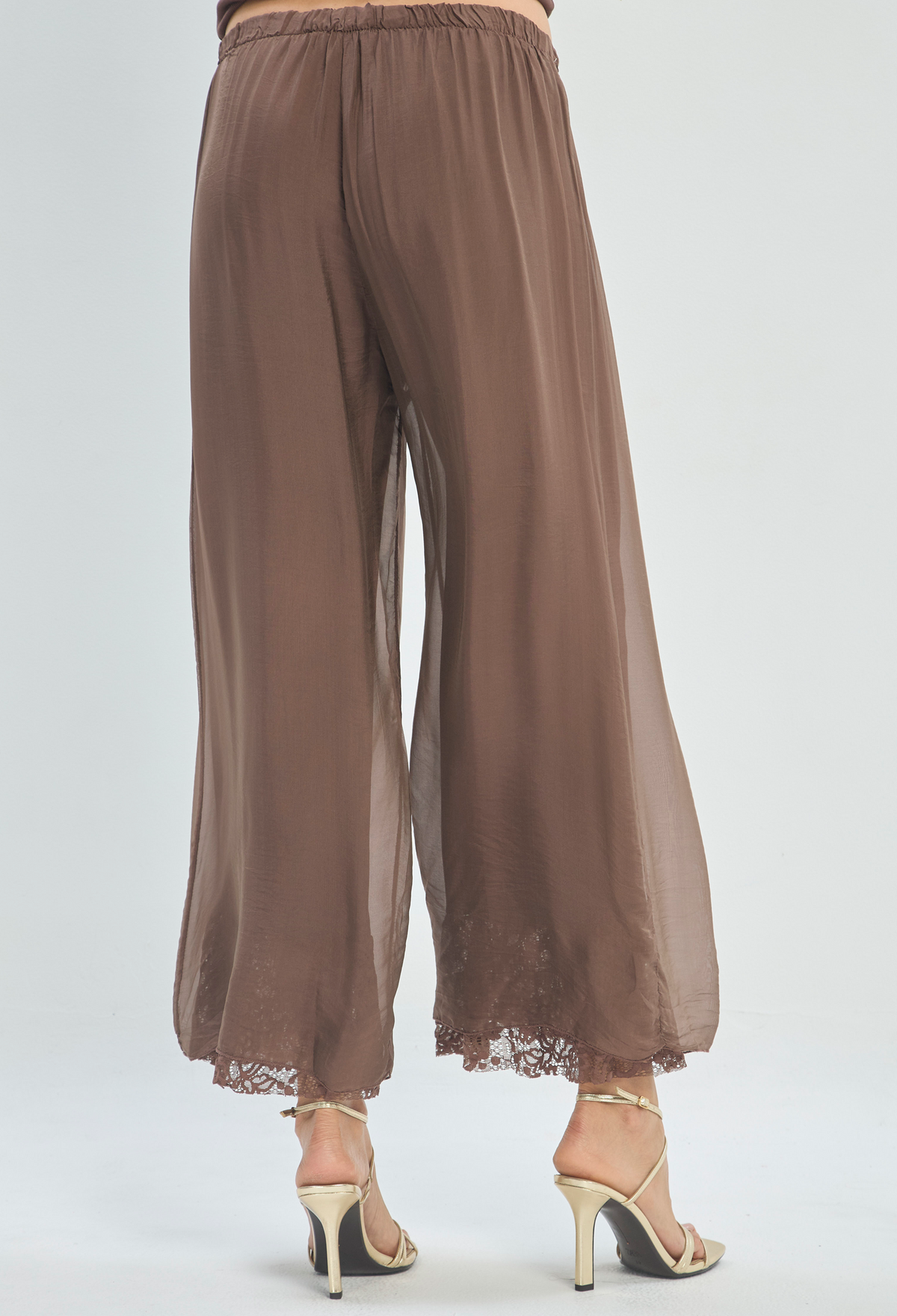 Pantalón en Seda Ruedo de Encaje BYBLA - vista 4