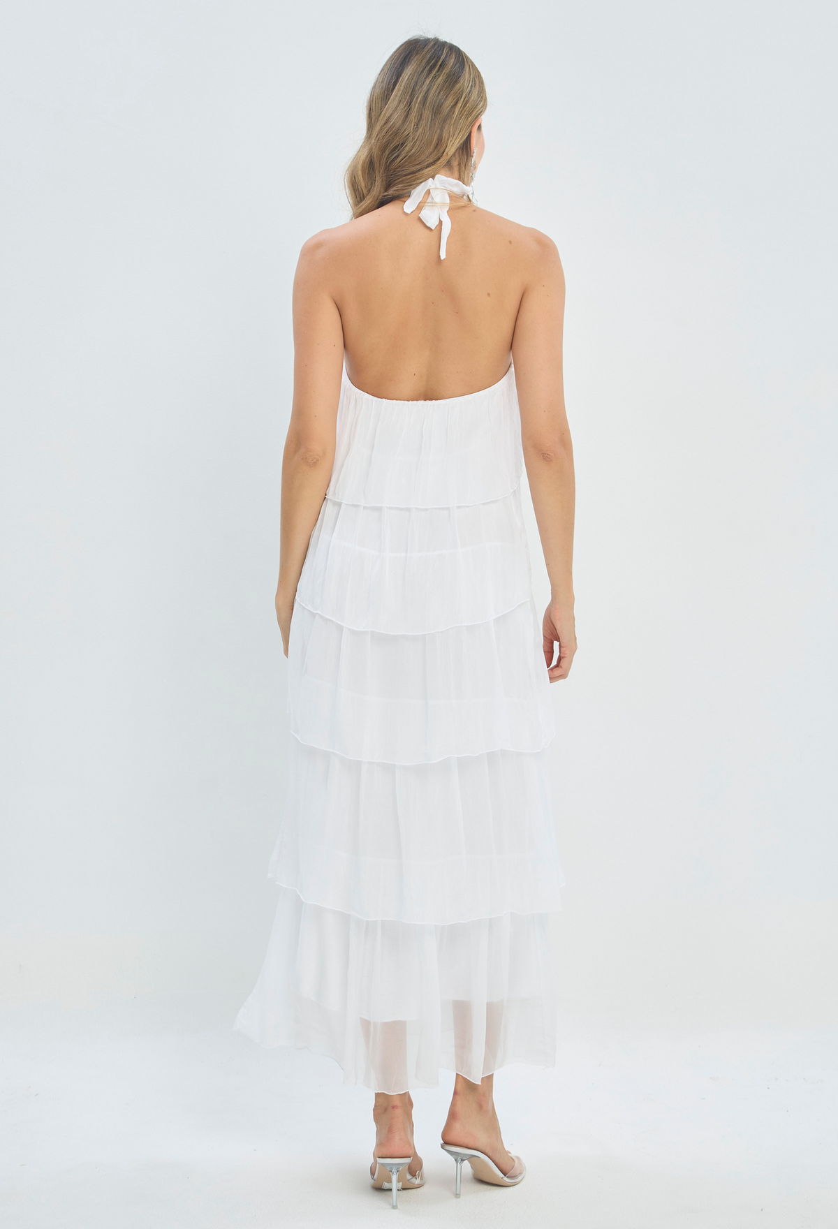 Vestido Largo Capas Blanco BYBLA - vista 4