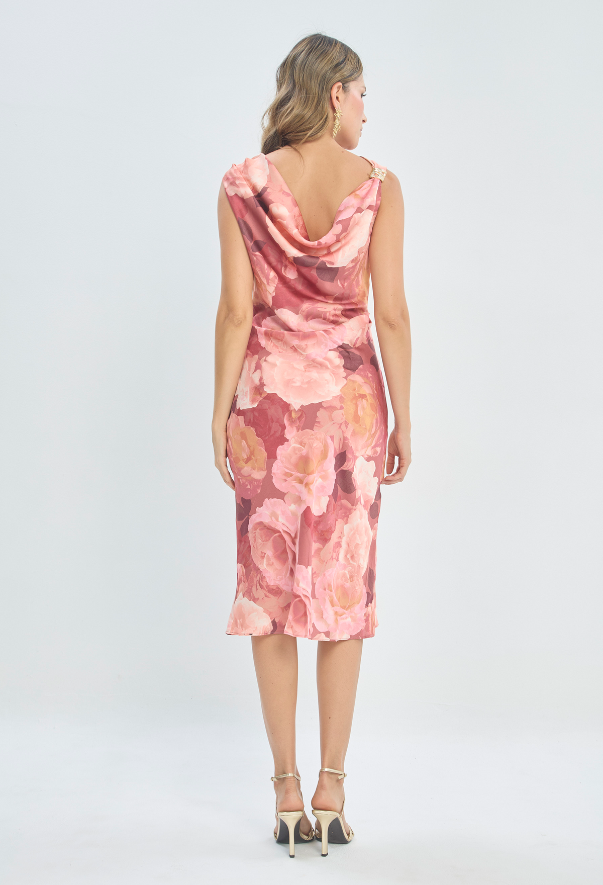 Vestido Largo Estampado Rosas BYBLA - vista 3