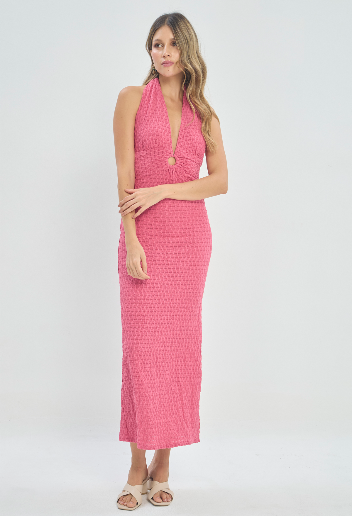 Vestido Largo Halter Rosa Chicle BYBLA