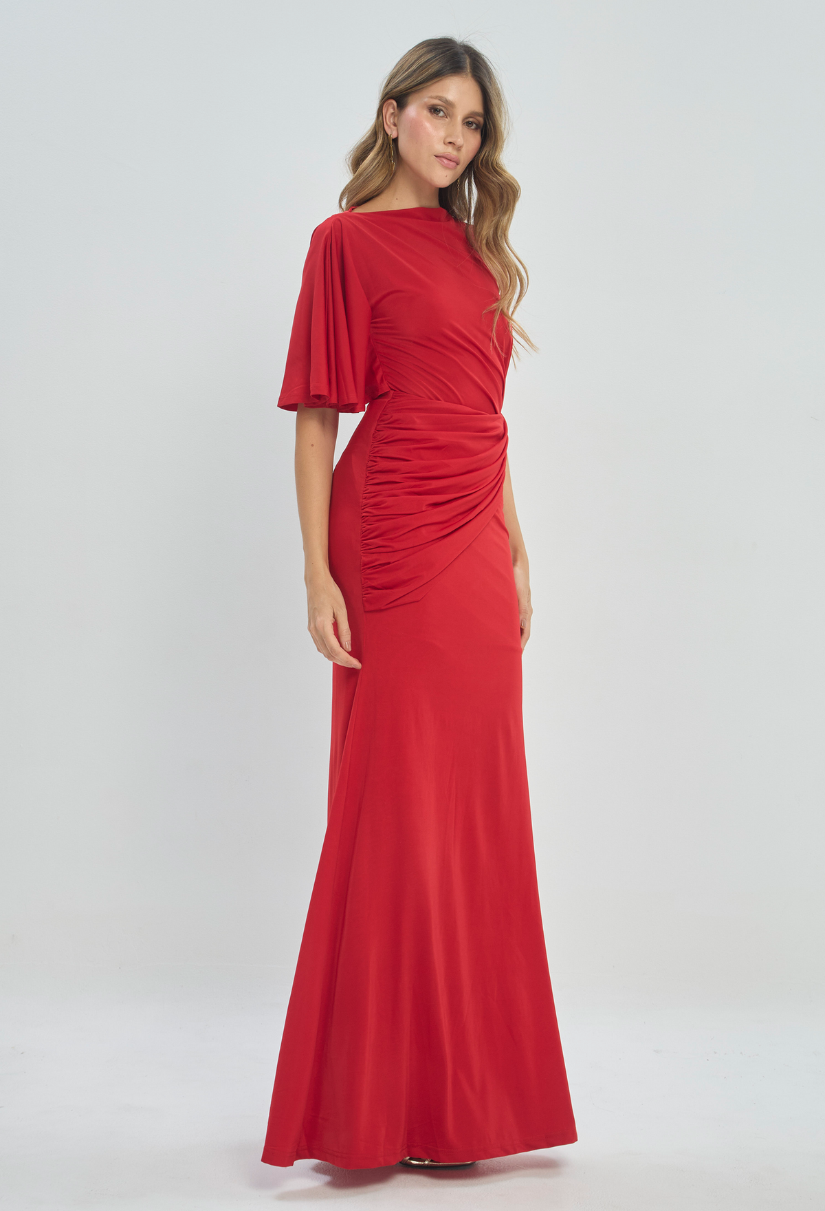Vestido Largo Asimétrico Rojo BYBLA - vista 3