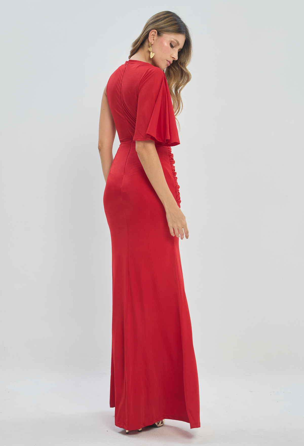 Vestido Largo Asimétrico Rojo BYBLA - vista 4