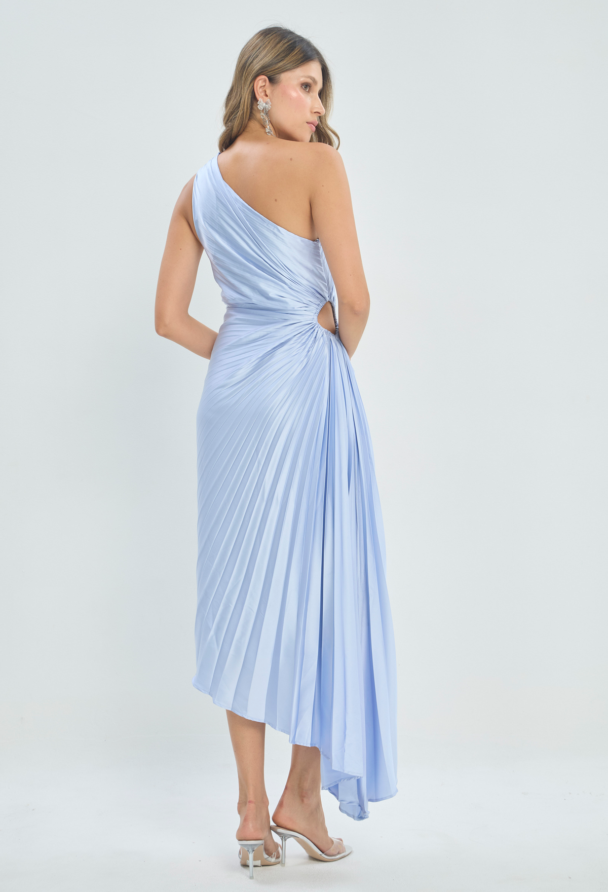 Vestido Largo Plisado Azul Hielo BYBLA - vista 4