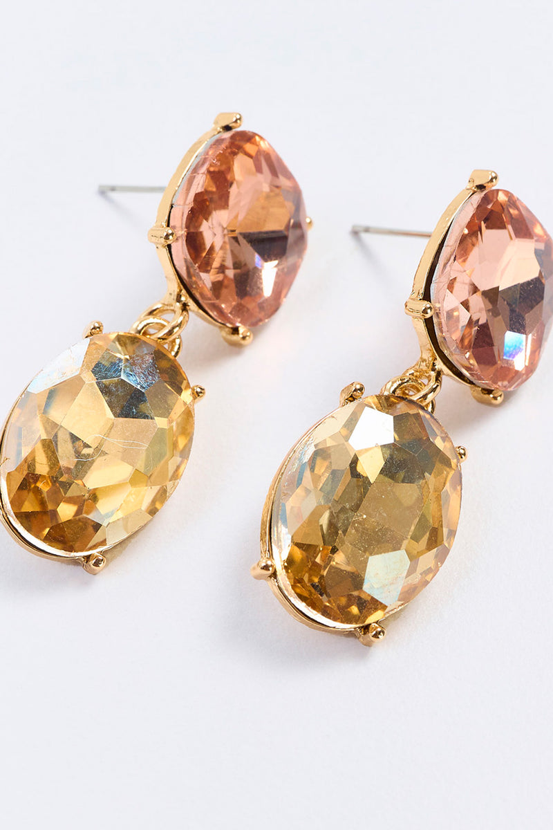 Aretes Vidrio con Color Dorados