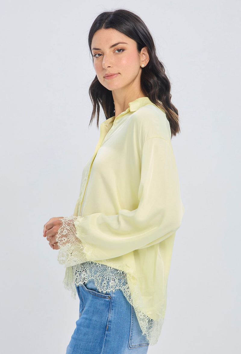 Blusa asimétrica amarilla en viscosa con caída envolvente talla única para mujer - vista 2