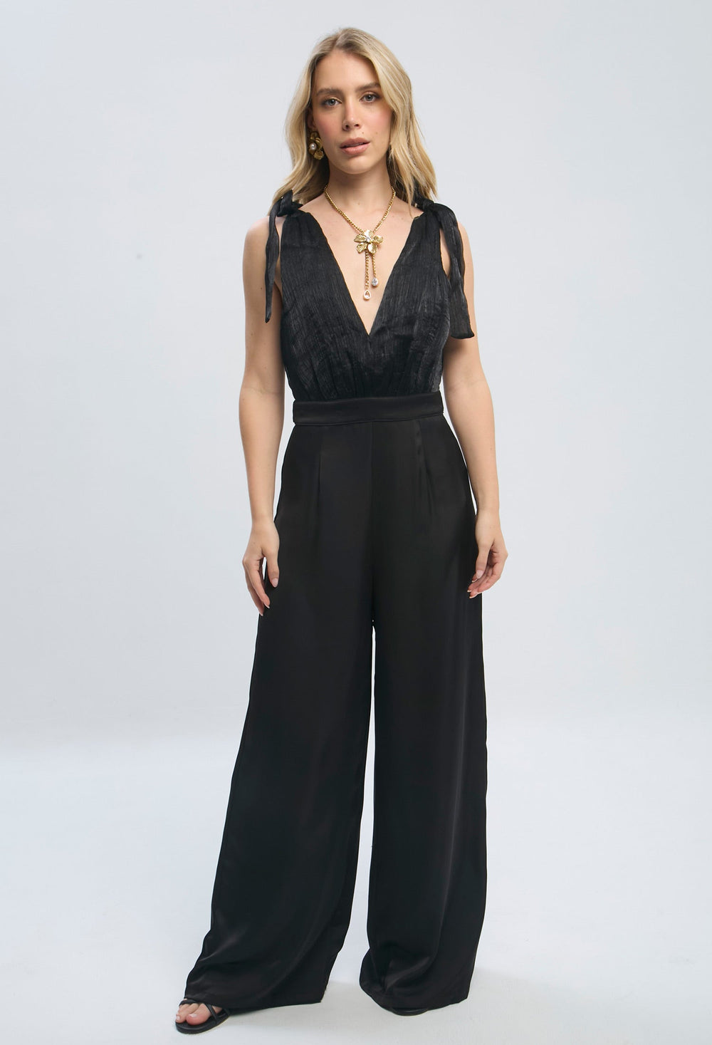 Enterizo Largo Tirantes Moños Mujer - SALE - BYBLA S / NEGROS ENTERIZO