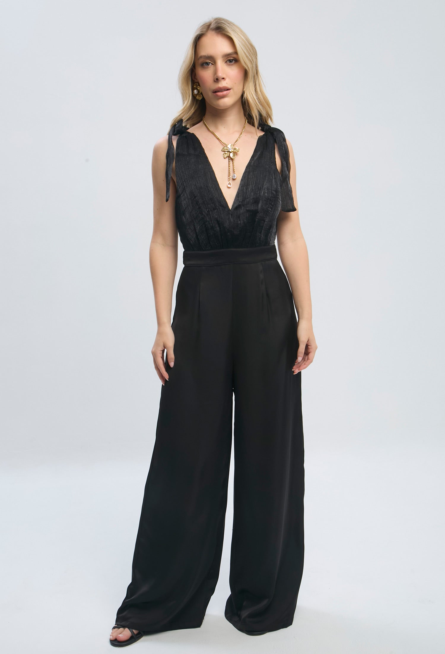 Enterizo Largo Tirantes Moños Mujer - SALE - BYBLA S / NEGROS ENTERIZO