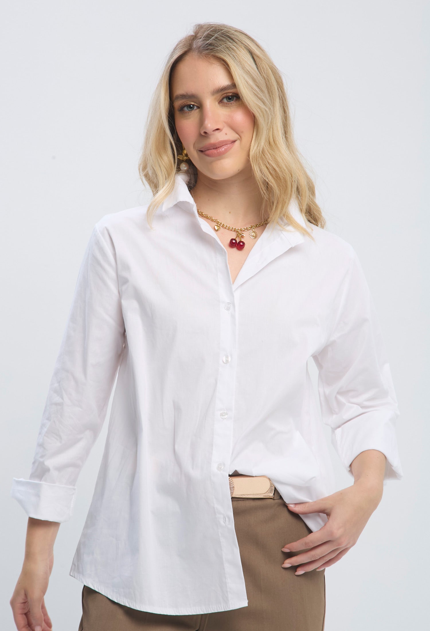 Camisa Clásica Unicolor Mujer - BYBLA U / BLANCOS BLUSA