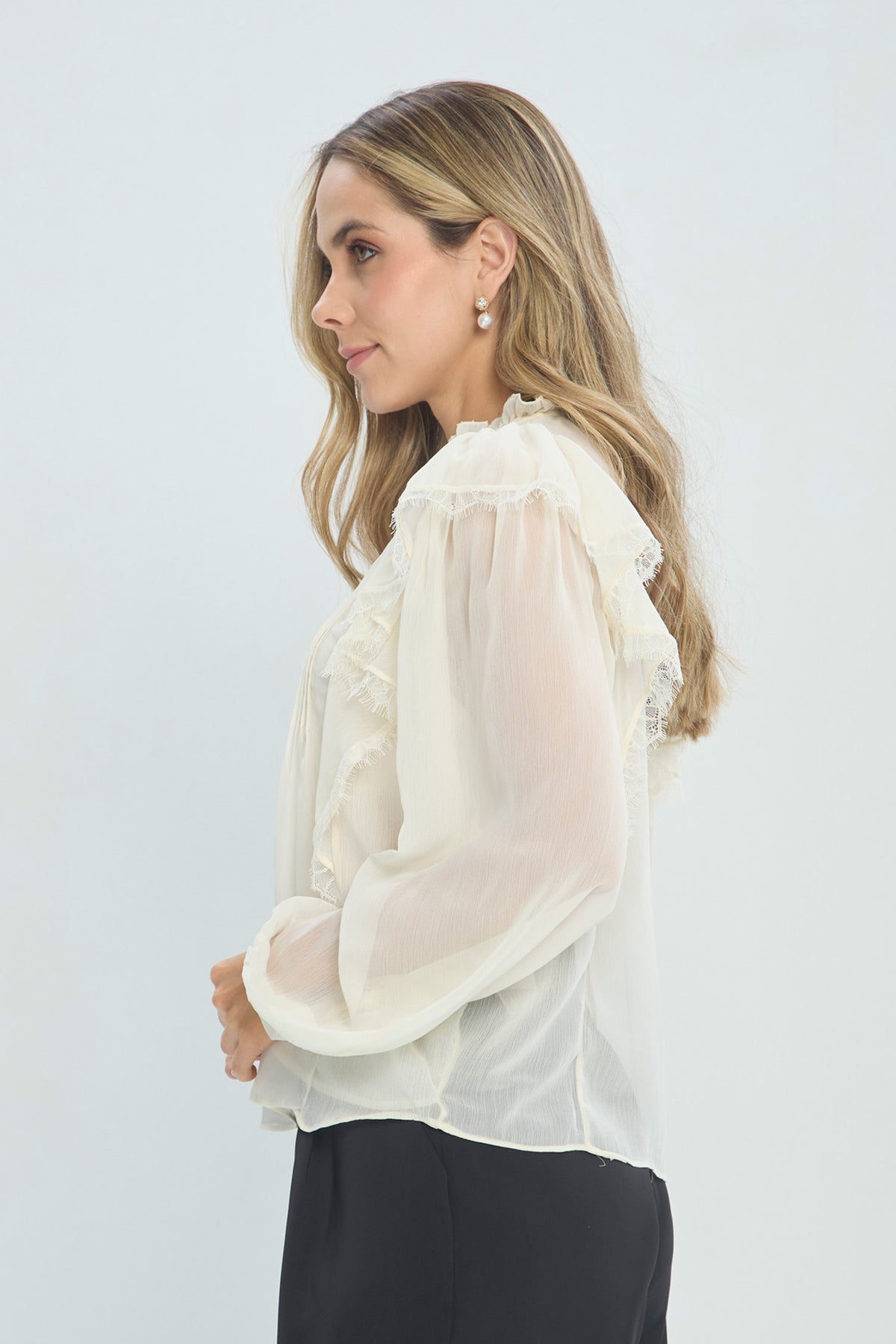 Blusa Encaje Manga Larga