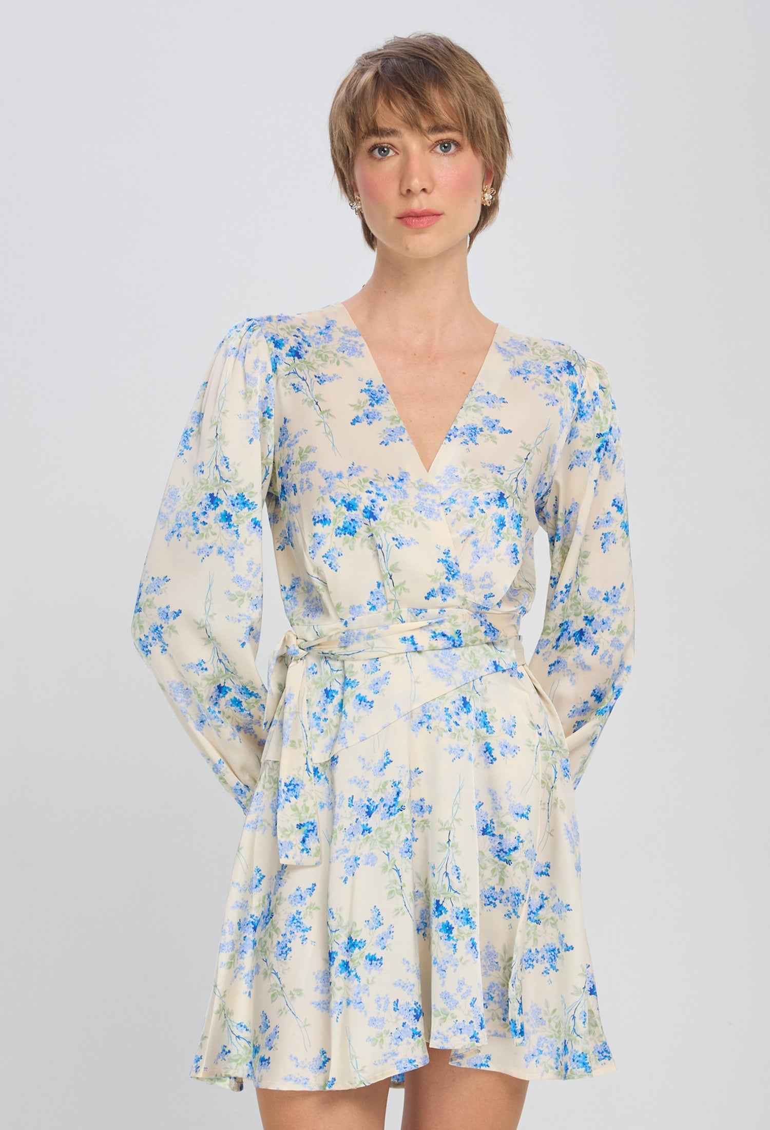 Vestido Corto Flores Mujer NEW - BYBLA S / AZULES VESTIDO CORTO