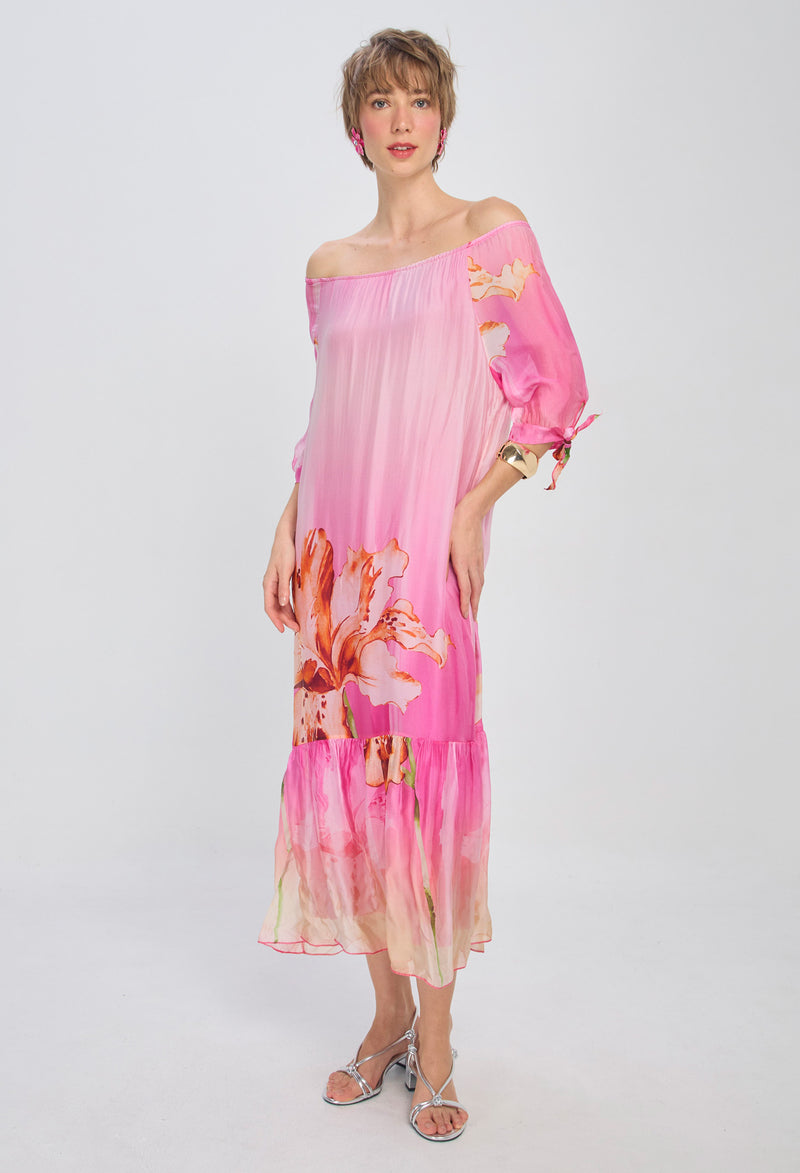 Vestido Seda Hombro Bandeja vista 2 - Outlet BYBLA Colombia