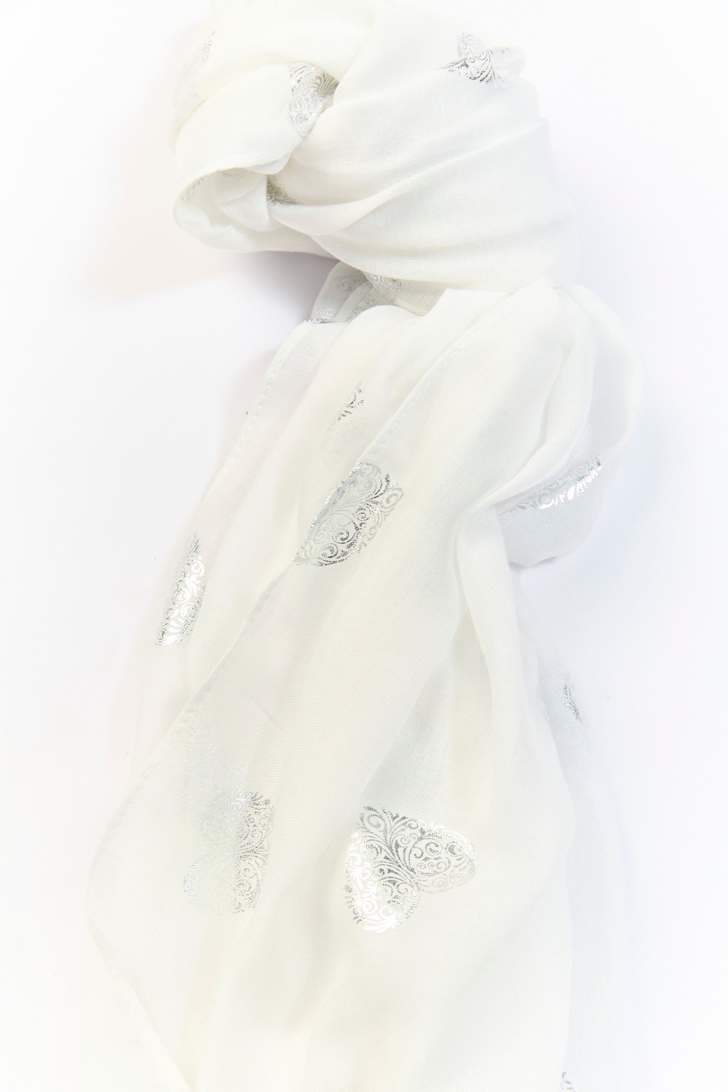 Chalina larga blanca de textura suave