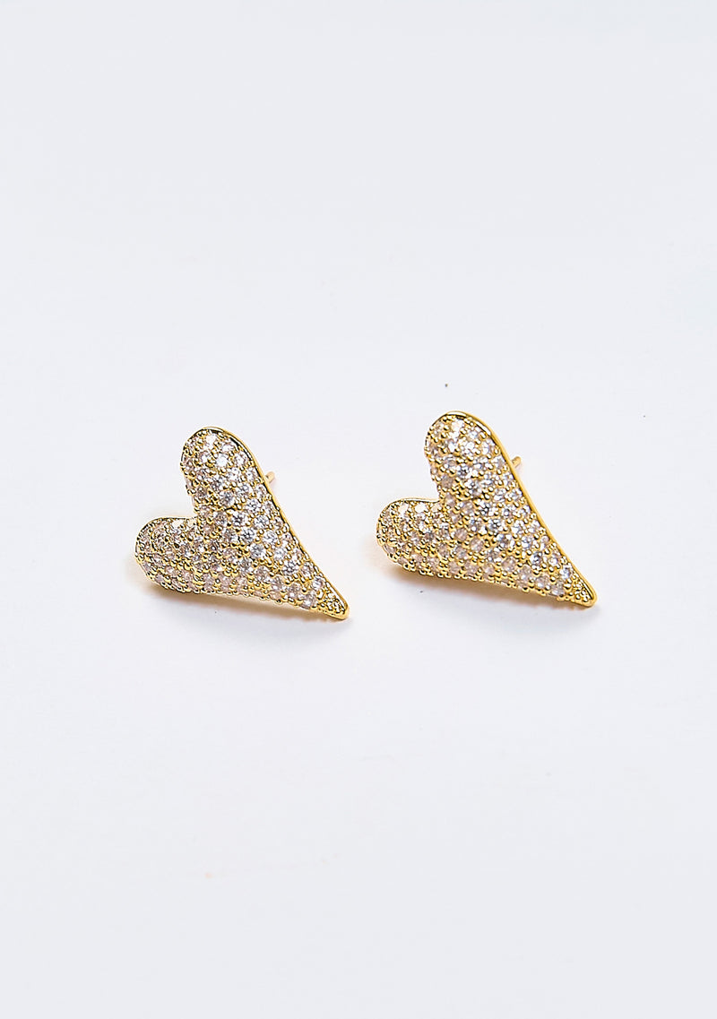 Aretes Topo Corazón Asimétrico Dorados