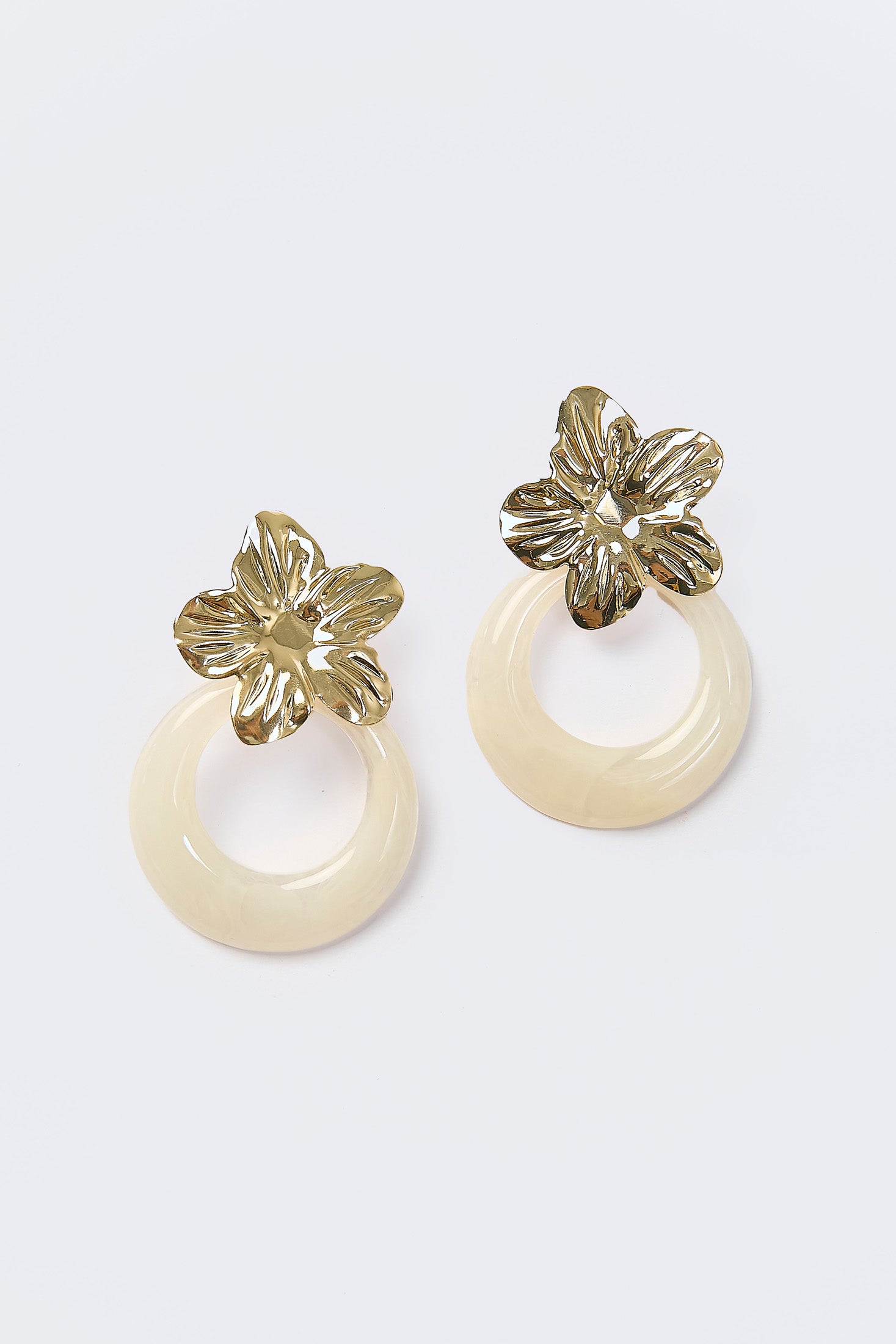 Aretes Aldaba Hibisco Mármol Gris