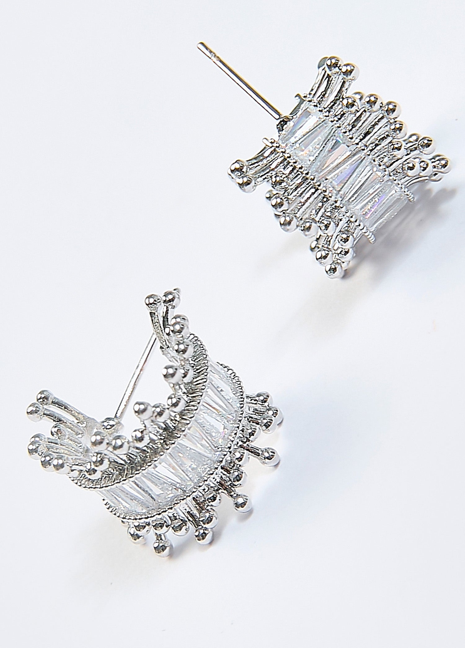 Aretes Baguette Lux CZ Plateados