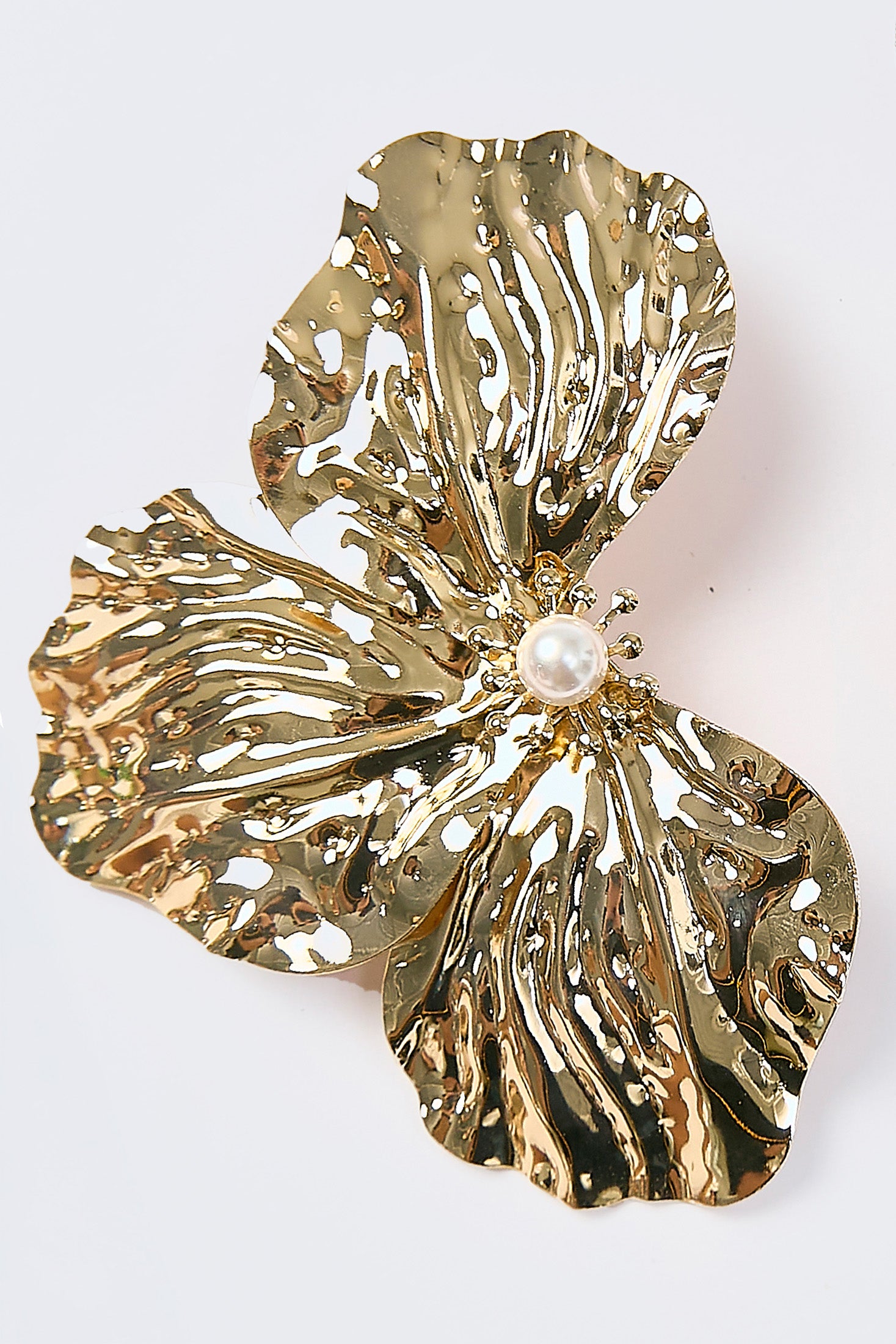 Aretes Media Flor Metálica Dorados