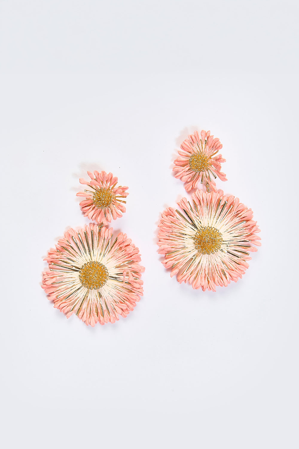 Aretes Colgantes Flor Alambre Rosa