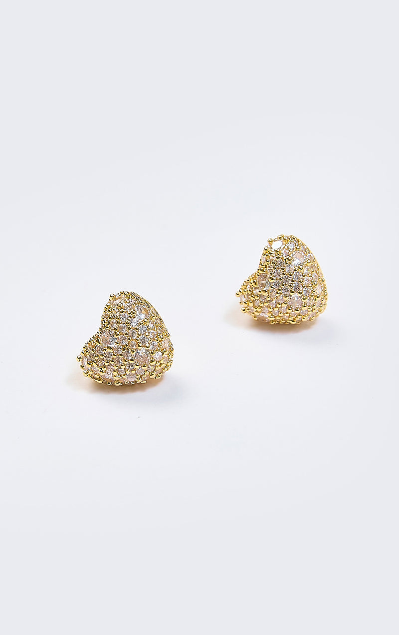 Aretes Corazón Pavé Lux Dorados