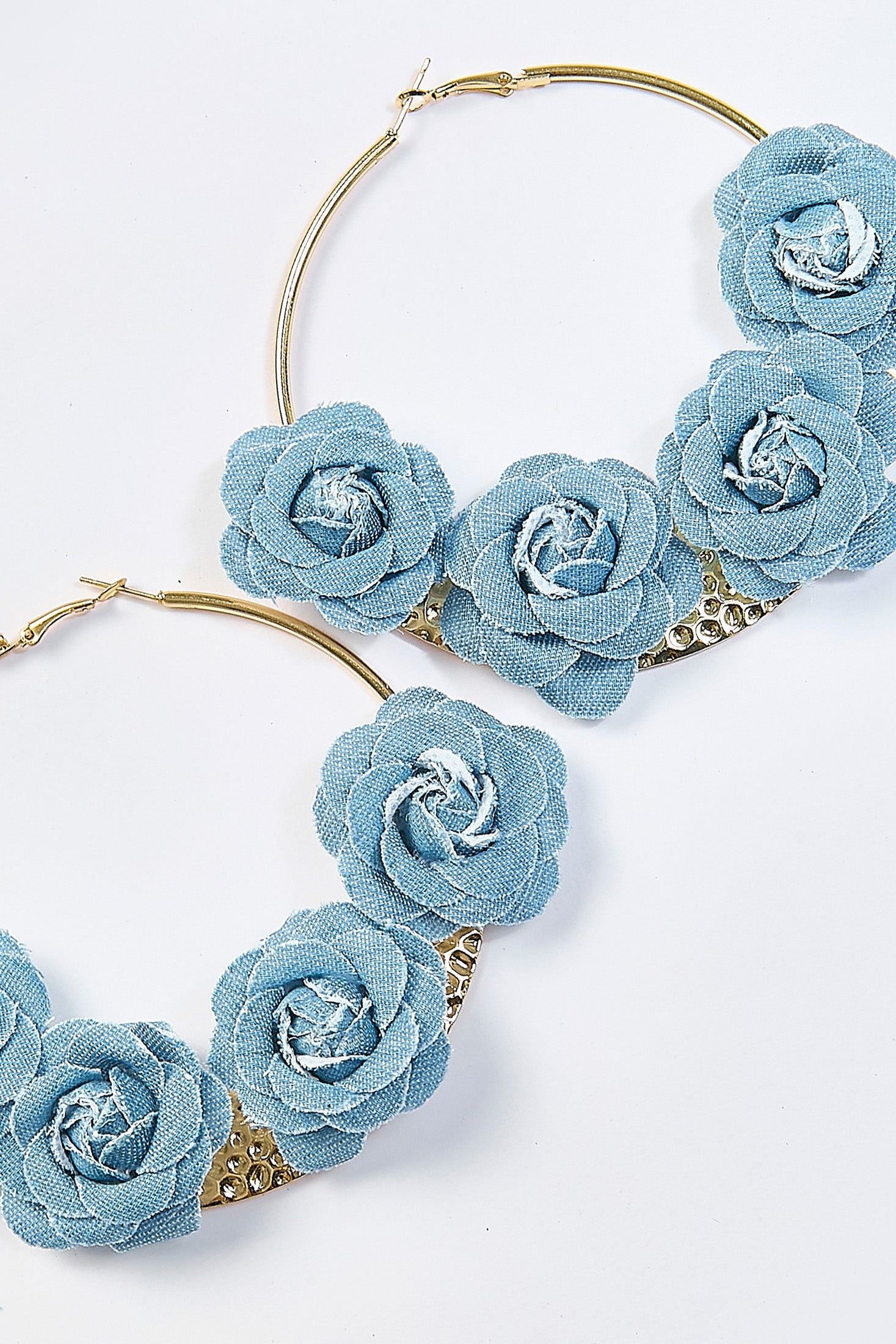 Aretes Argolla Flor Azul