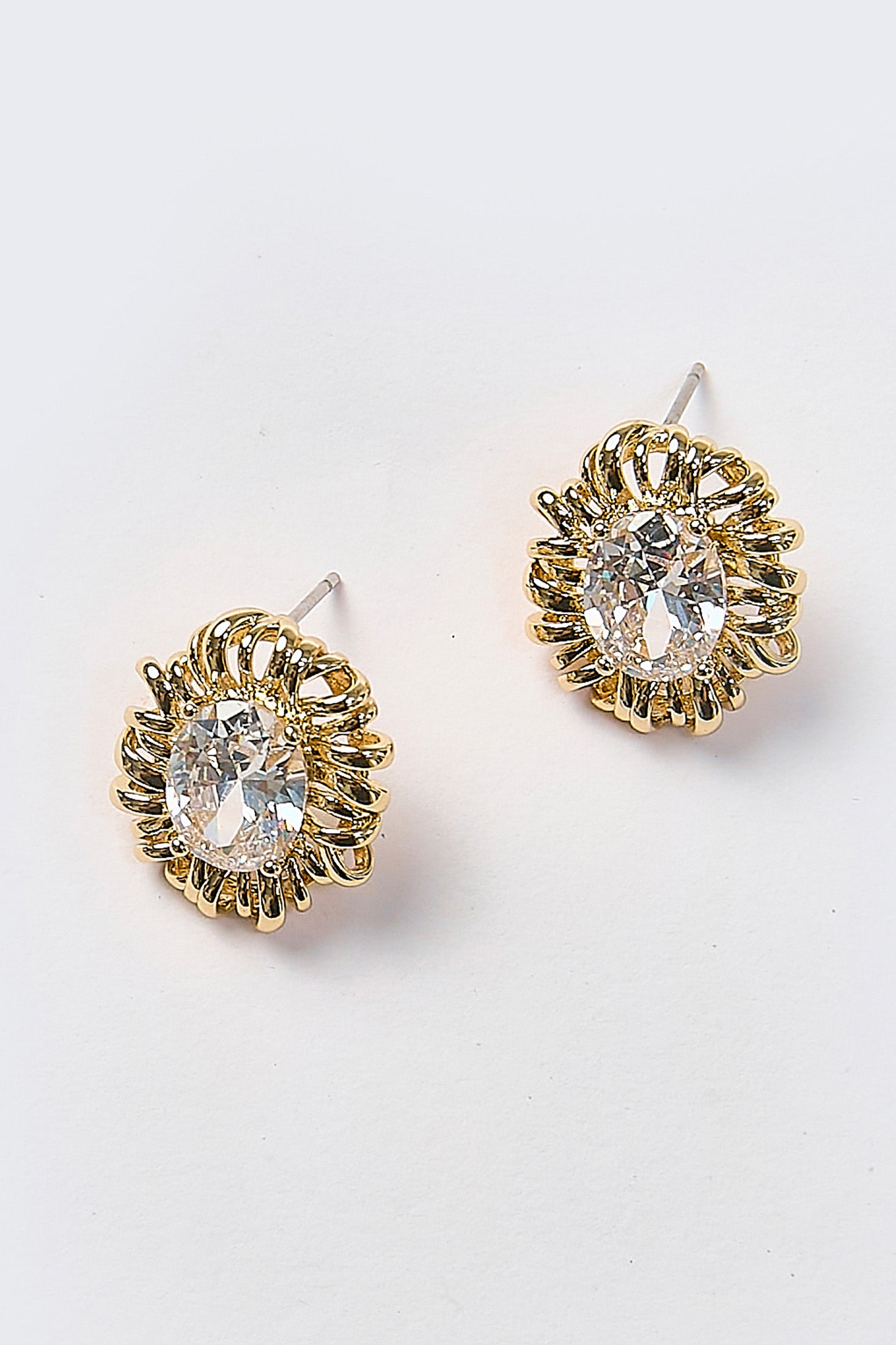 Aretes Topo Sol de Cristal Dorados