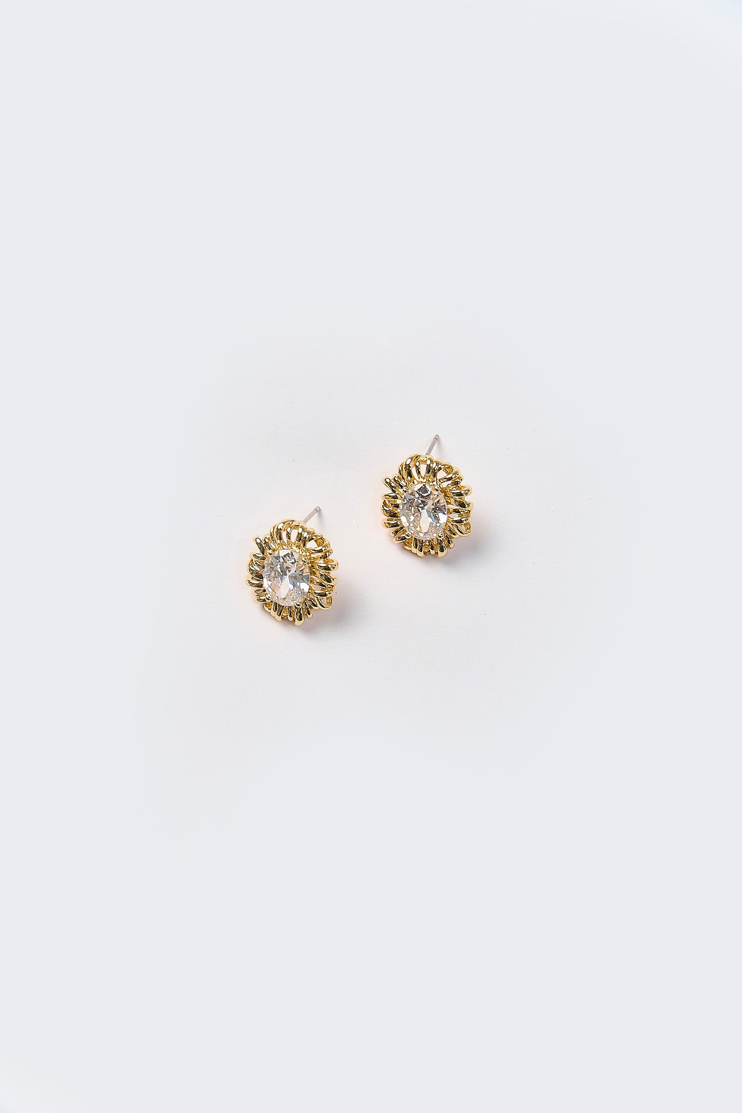 Aretes Topo Sol de Cristal Dorados