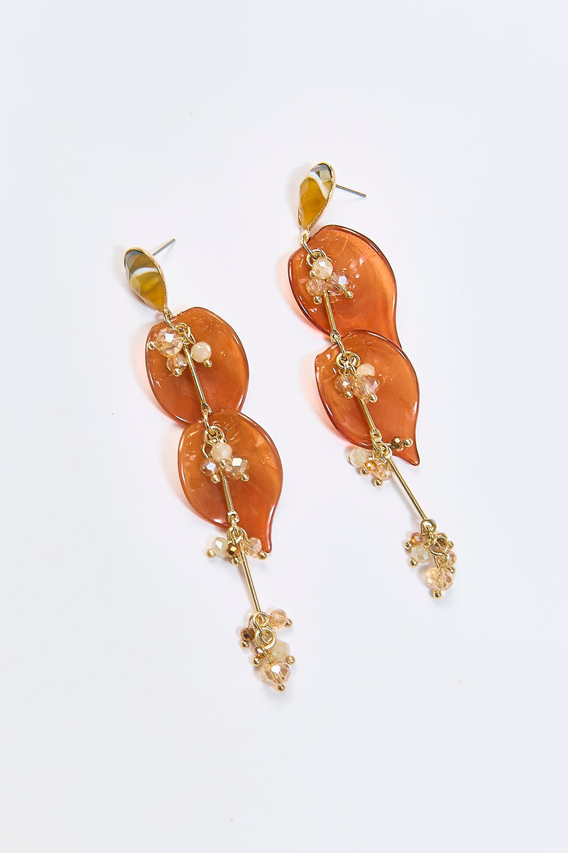 Aretes Colgantes Pétalos Eslabón Plateados