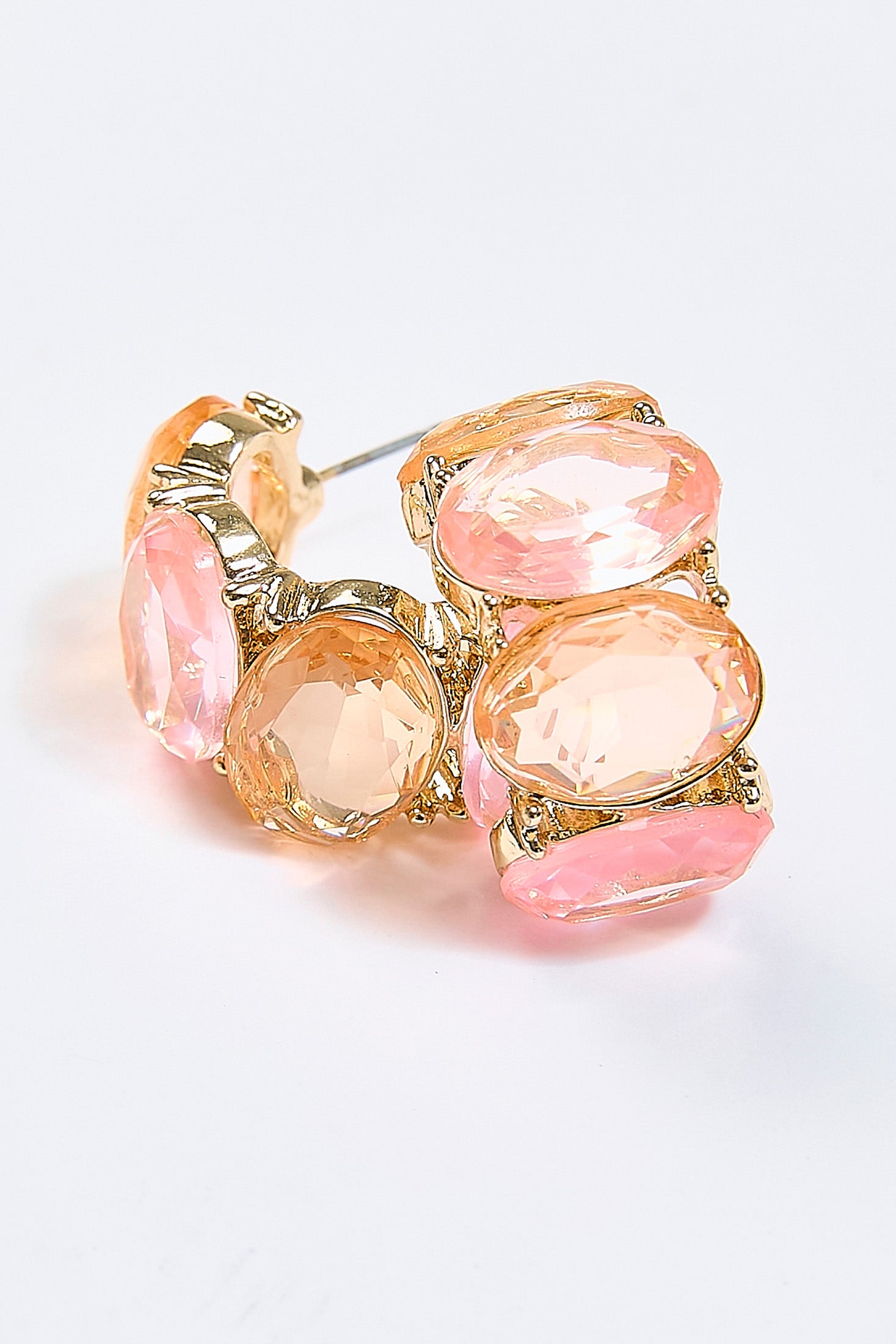 Aretes Argolla Abierta Óvalo Cristal Rosa - Foto 2