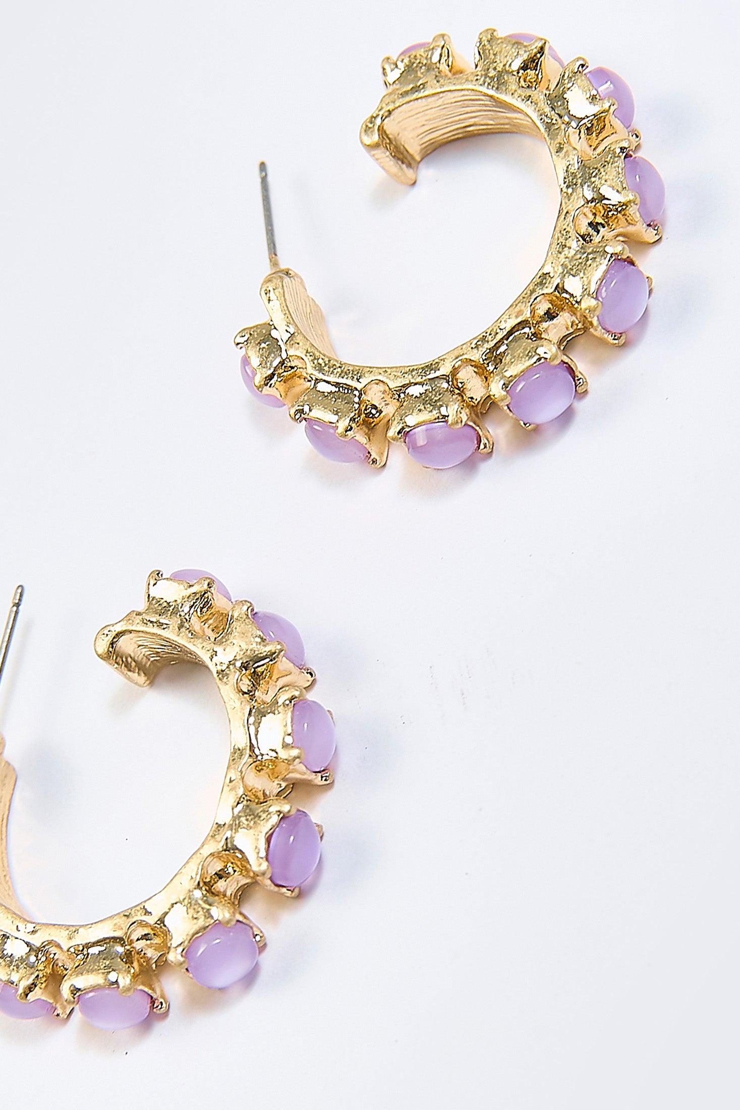 Aretes Argolla Piedra Textura Dorados
