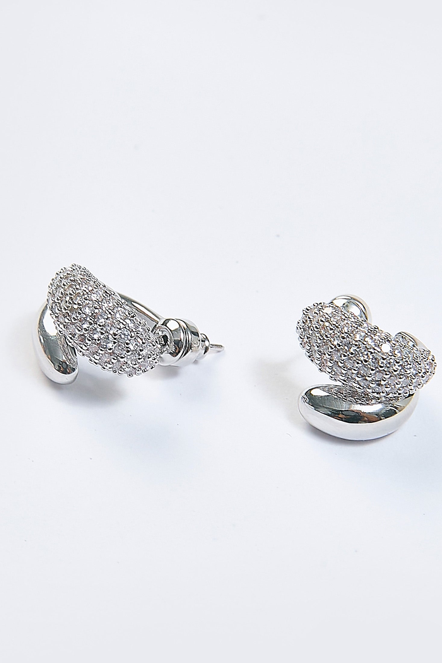 Aretes Argolla Domo Pavé Plateados - Foto 2