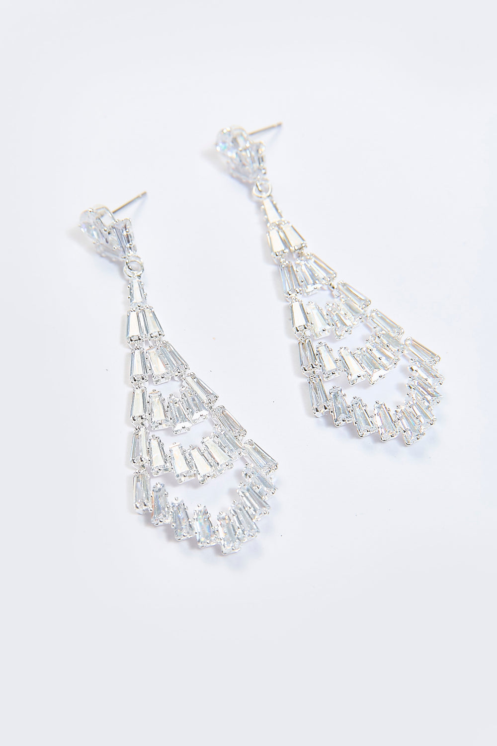 Aretes Colgantes Piedras Brillantes Plateados