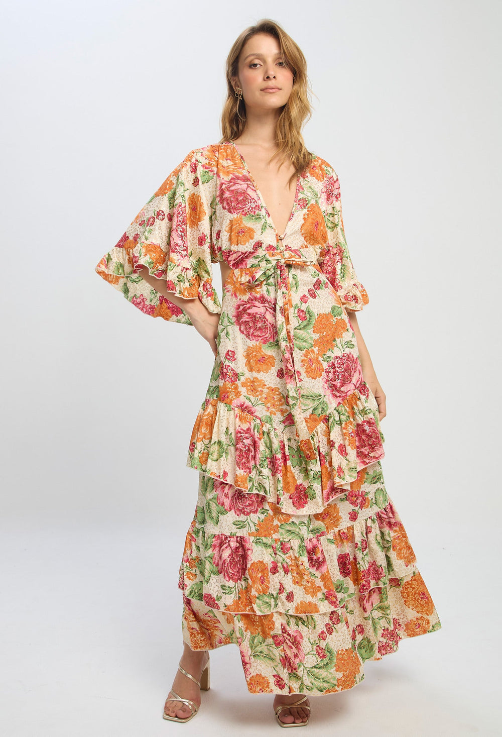 Vestido Capas Flores - Outlet BYBLA Colombia