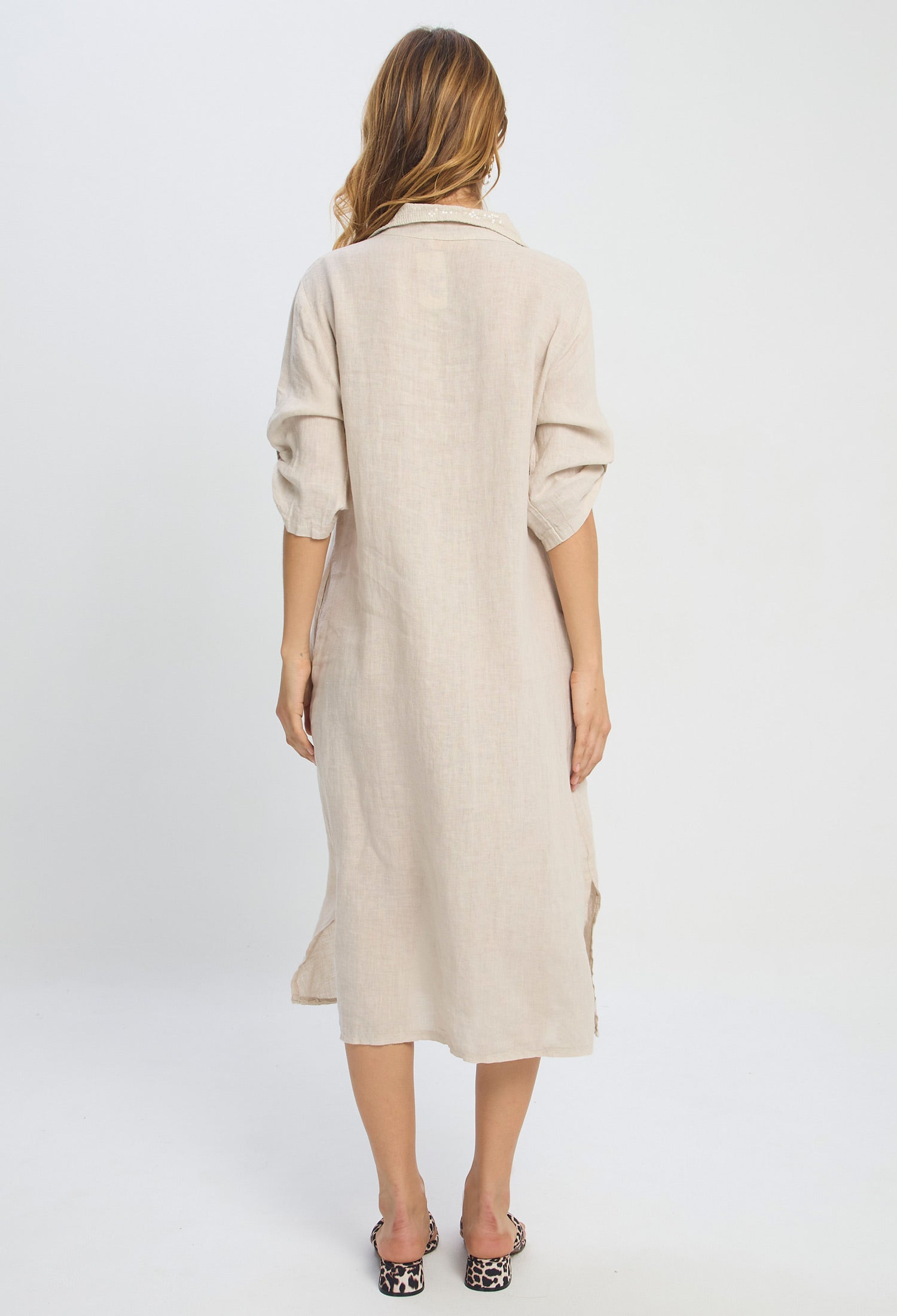 Vestido Midi Lino Lentejuelas - SALE