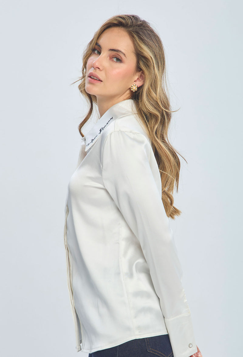 Camisa Satín Bordado vista 2 - BYBLA Colombia