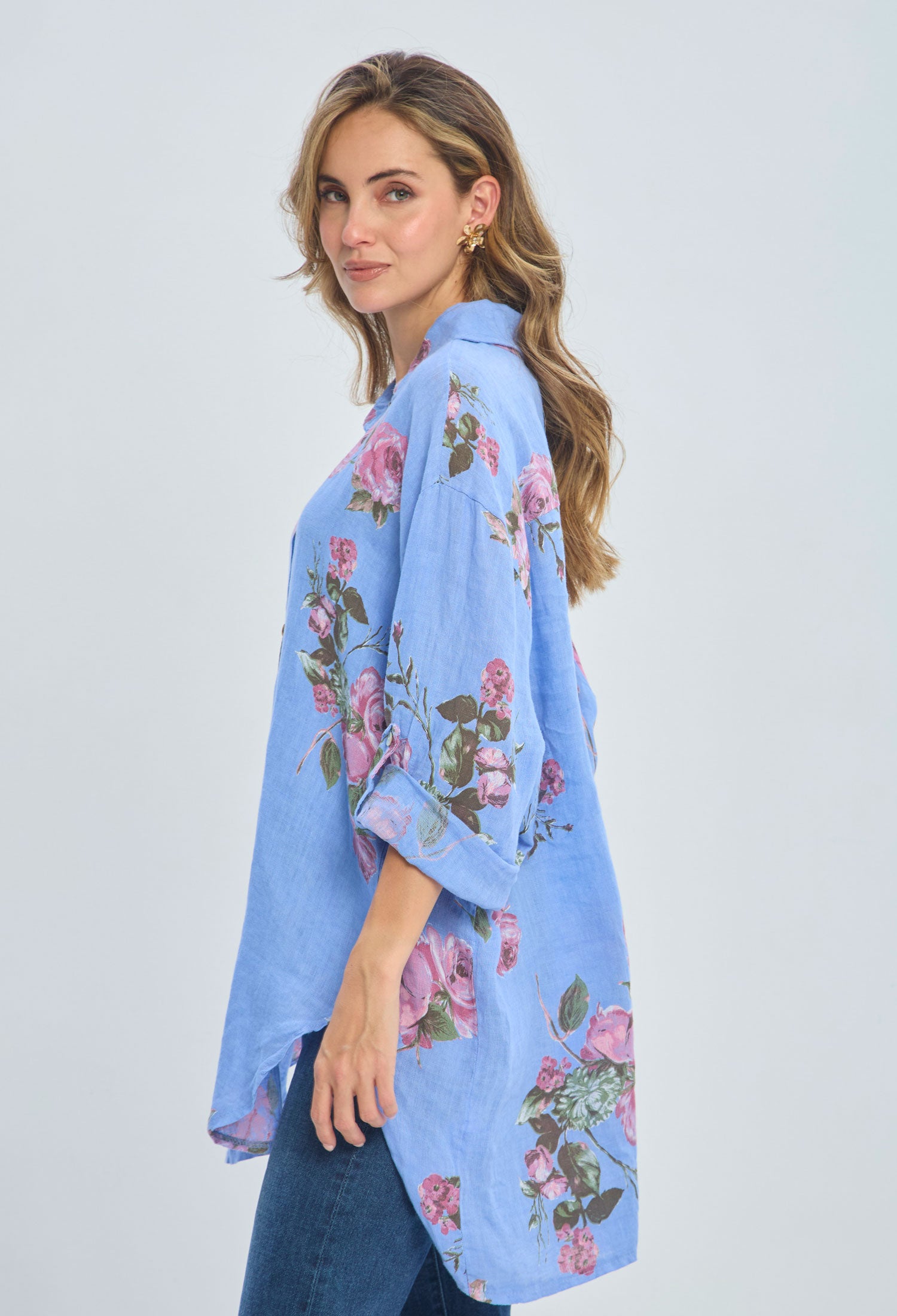 Blusón Lino Rosas - SALE