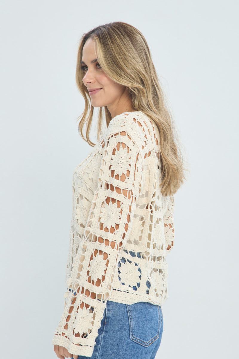 Blusa Crochet Flor vista 2 - Outlet BYBLA Colombia