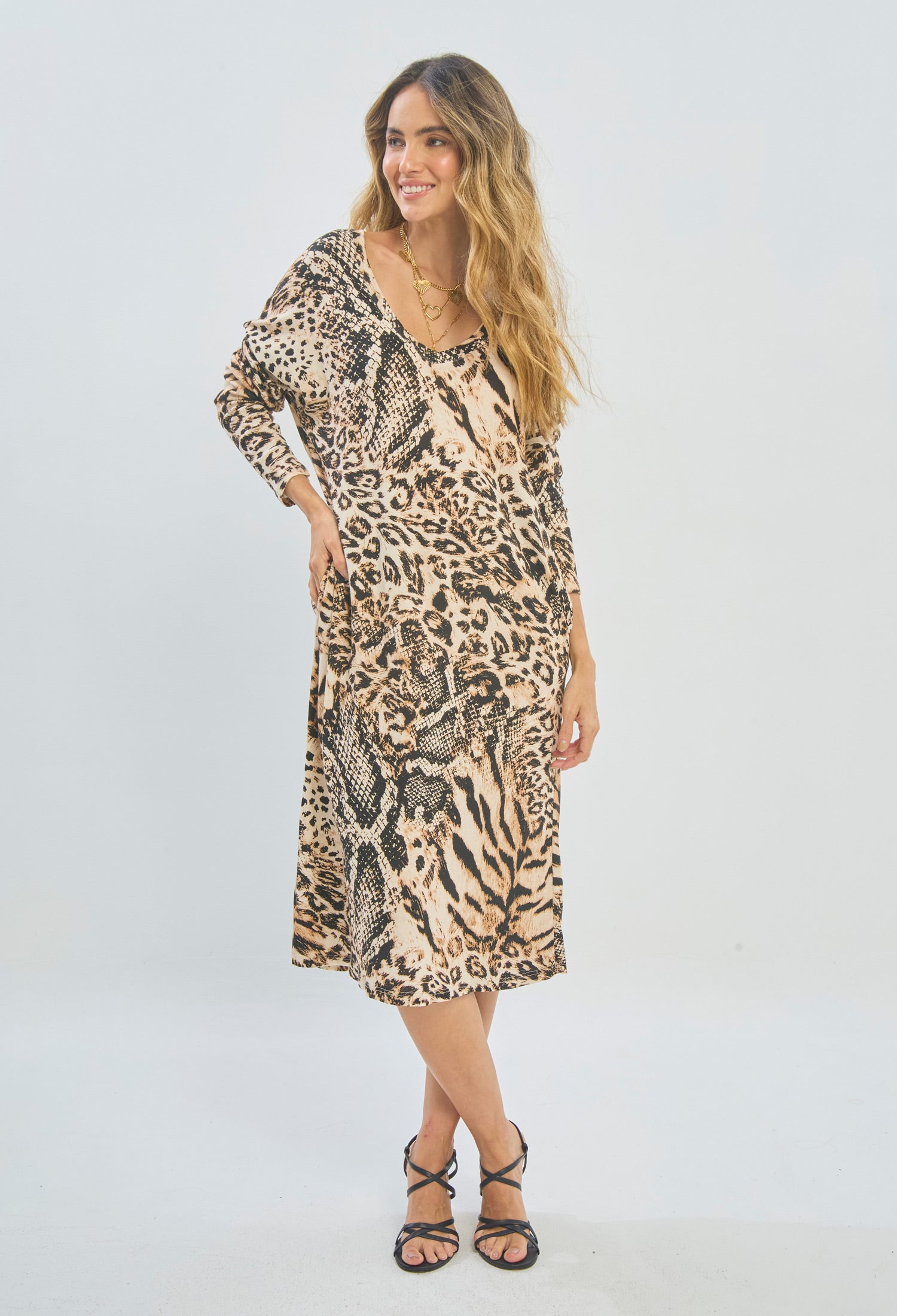 Vestido Midi Animal Print - SALE