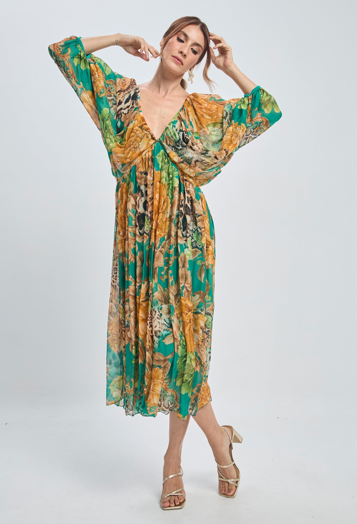 Vestido Seda Talle Alto Mujer - BYBLA U / NARANJA VESTIDO