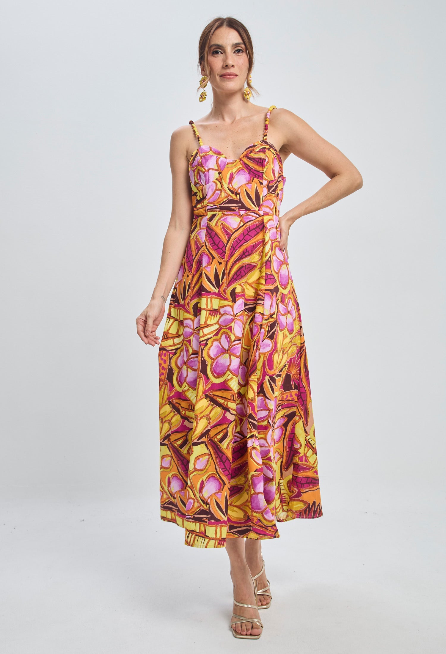 Vestido Largo Floral Algodón Mujer - BYBLA S / MULTICO VESTIDOS