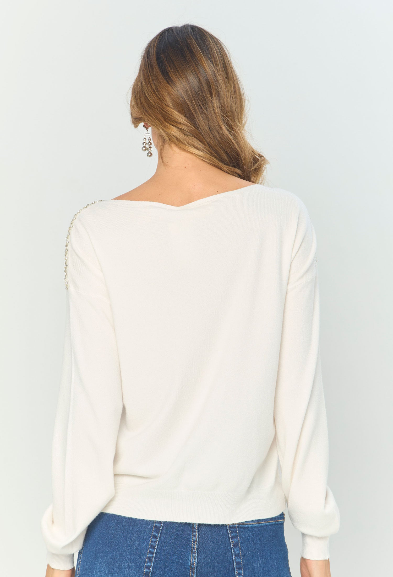 Blusa Tejida Cuello Con Pedrería