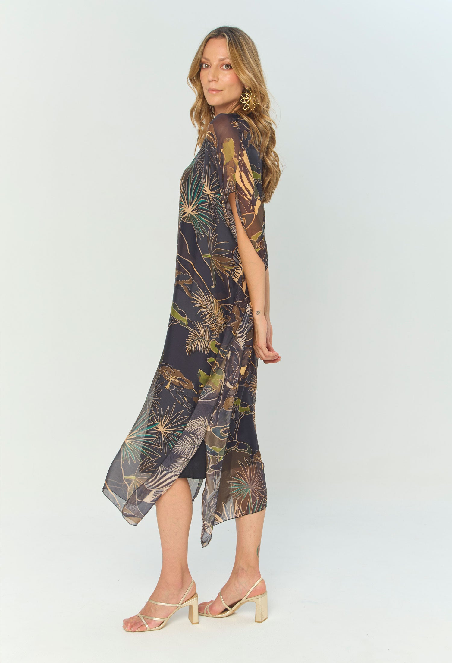 Vestido Midi Seda Estampado - SALE