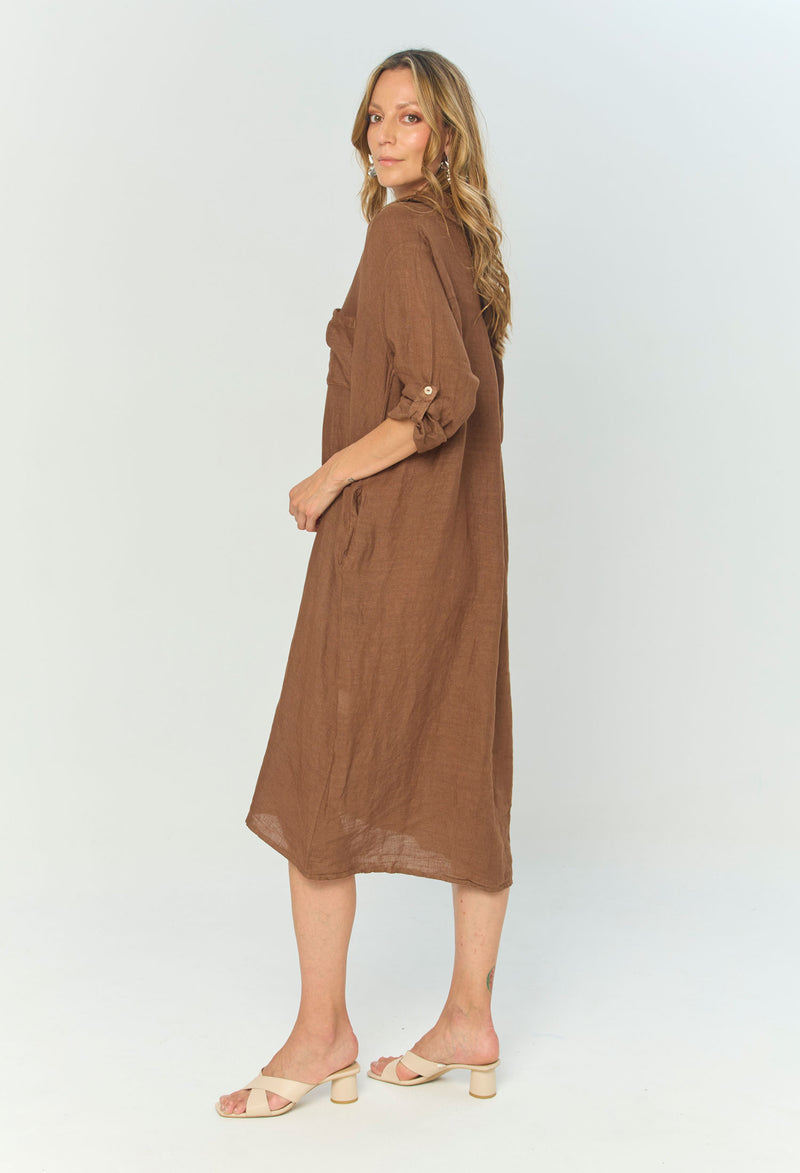 Vestido Midi Lino vista 2 - Outlet BYBLA Colombia