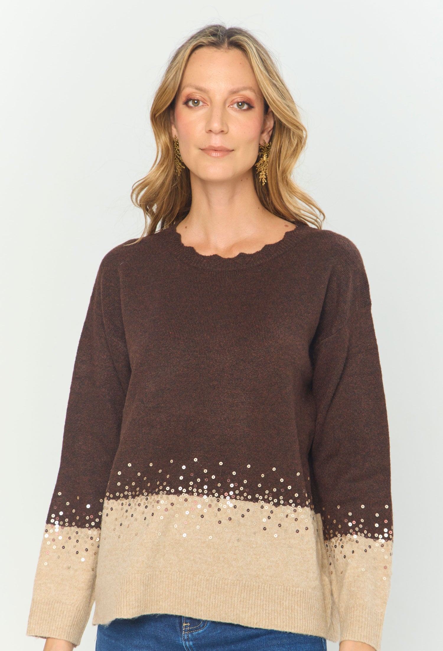 Buzo Color Block Lentejuelas - SALE