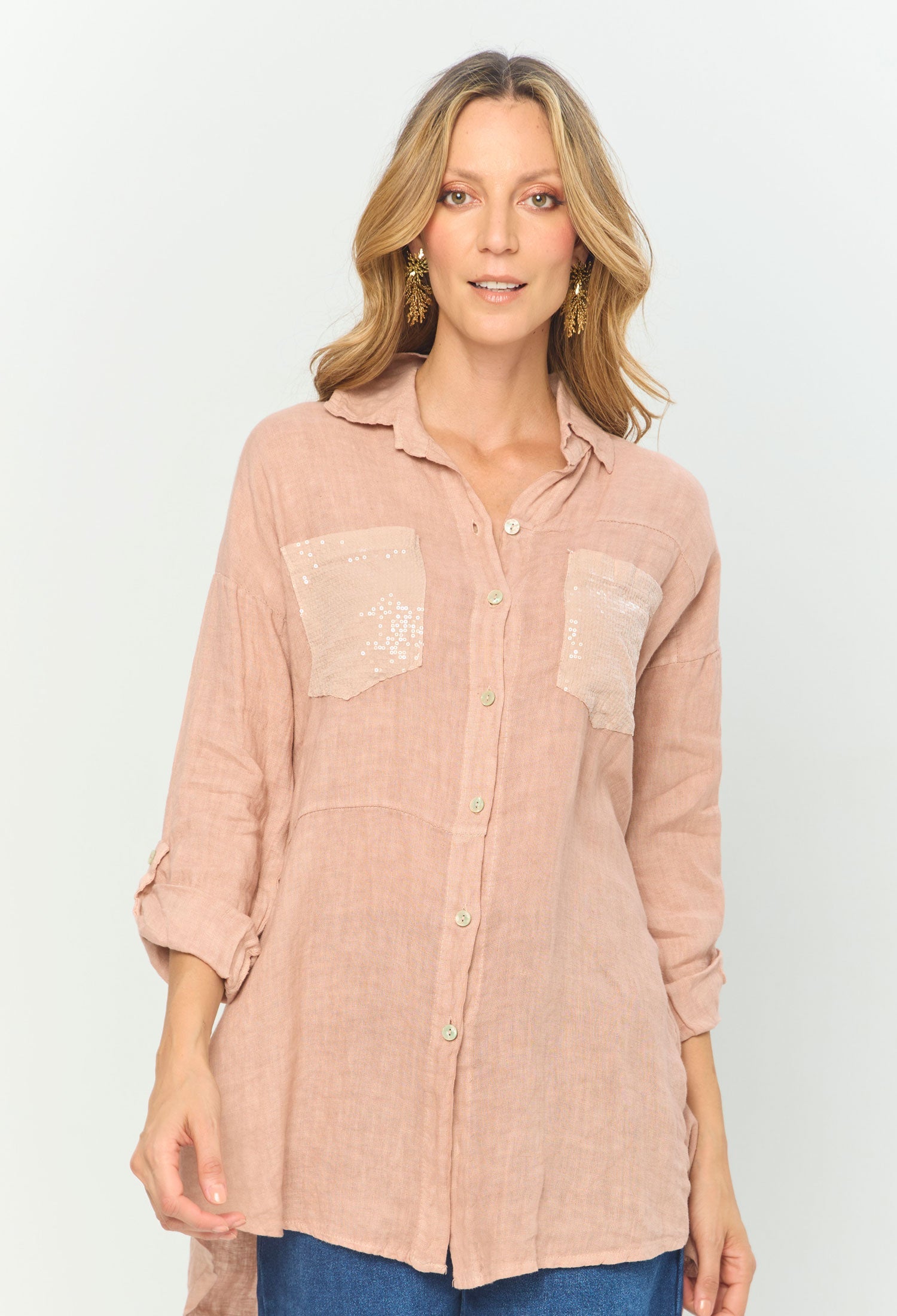 Camisa Larga Lentejuelas