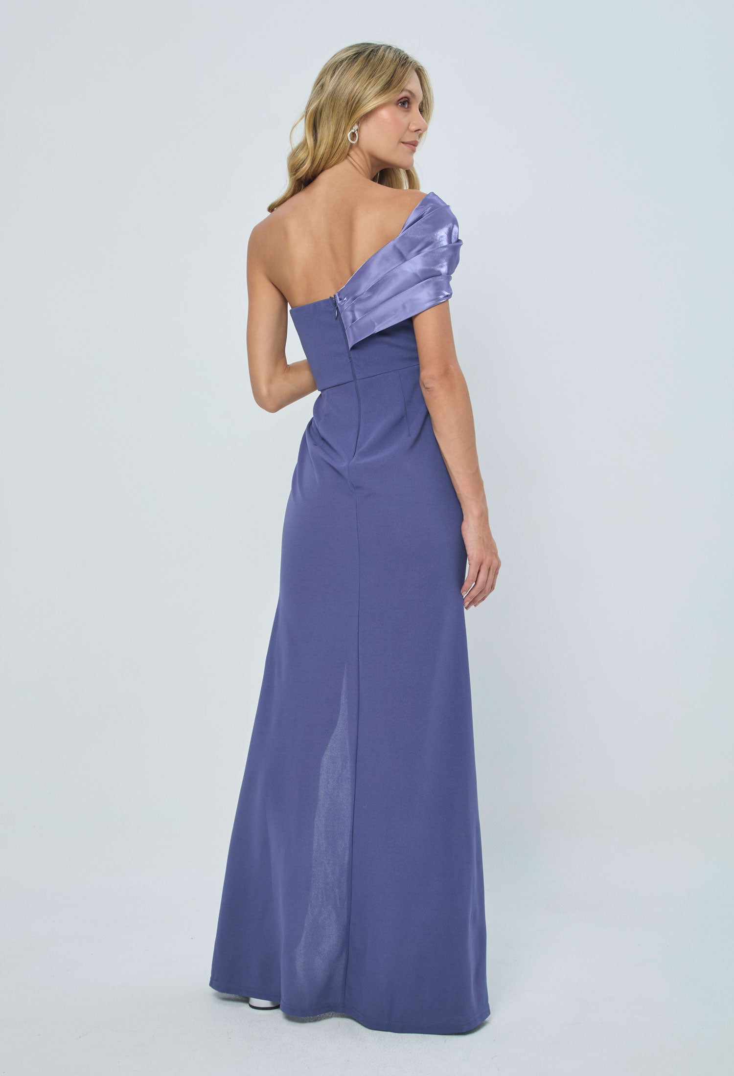 Vestido Largo Satín Drapeado - SALE