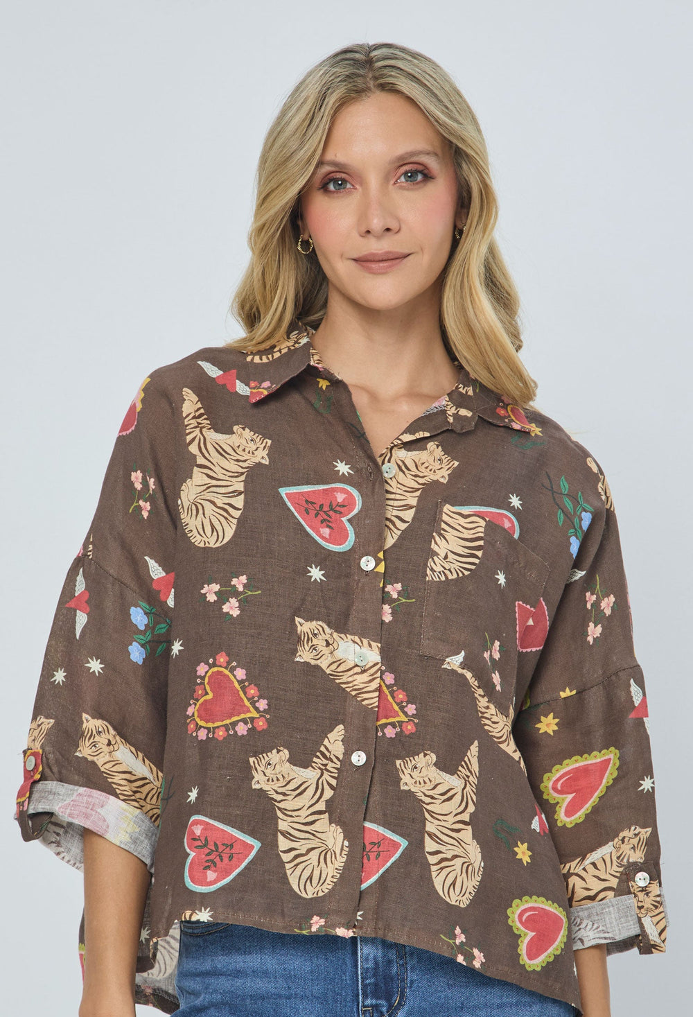 Camisa Corazones Lino - Outlet BYBLA Colombia