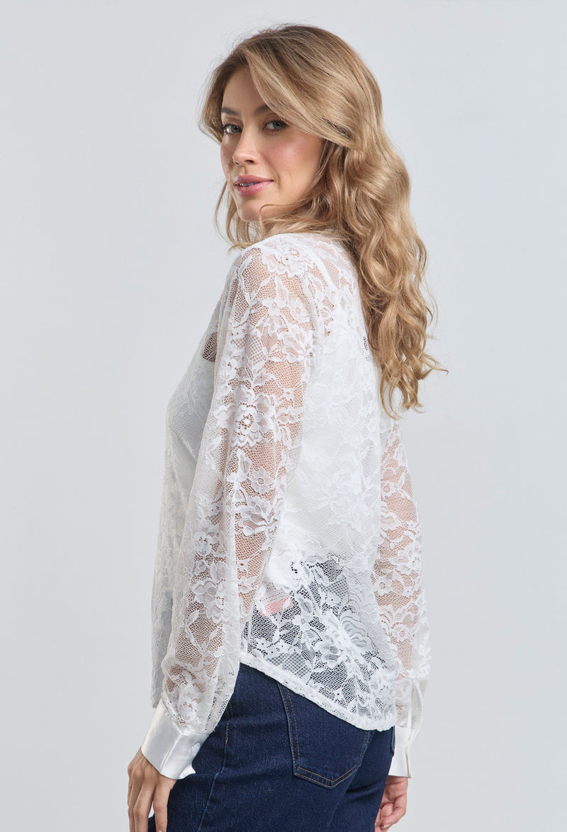 Camisa Encaje Floral vista 2 - Outlet BYBLA Colombia