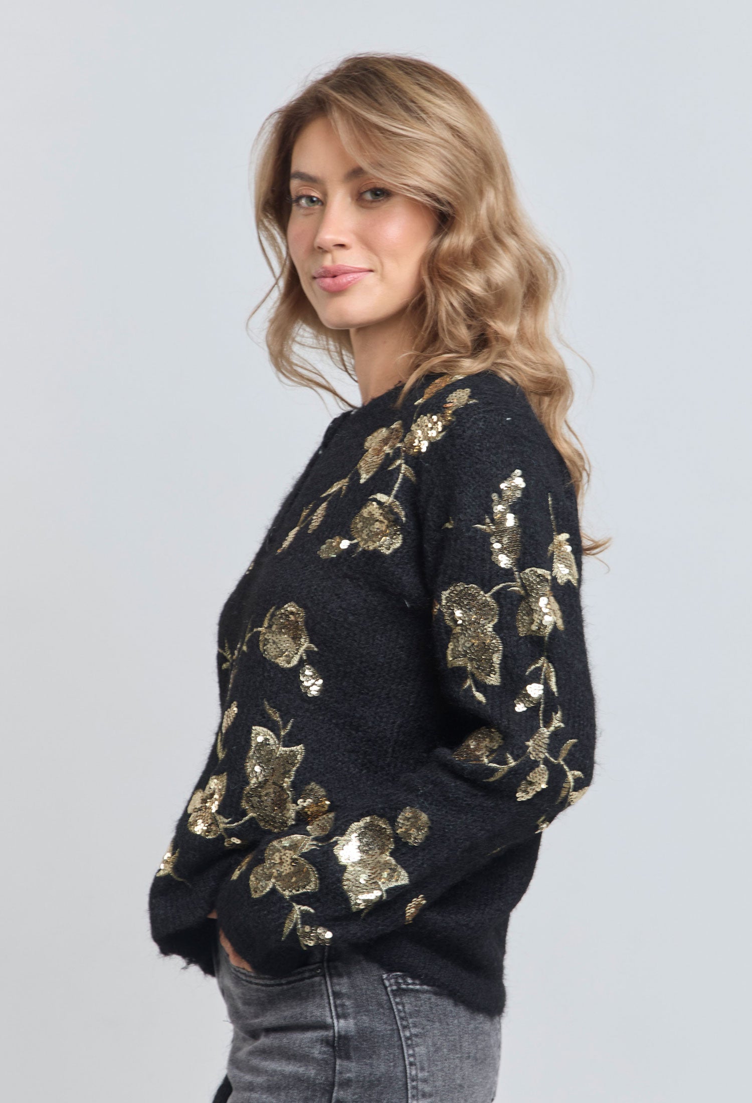 Cárdigan Flores Lentejuelas - SALE