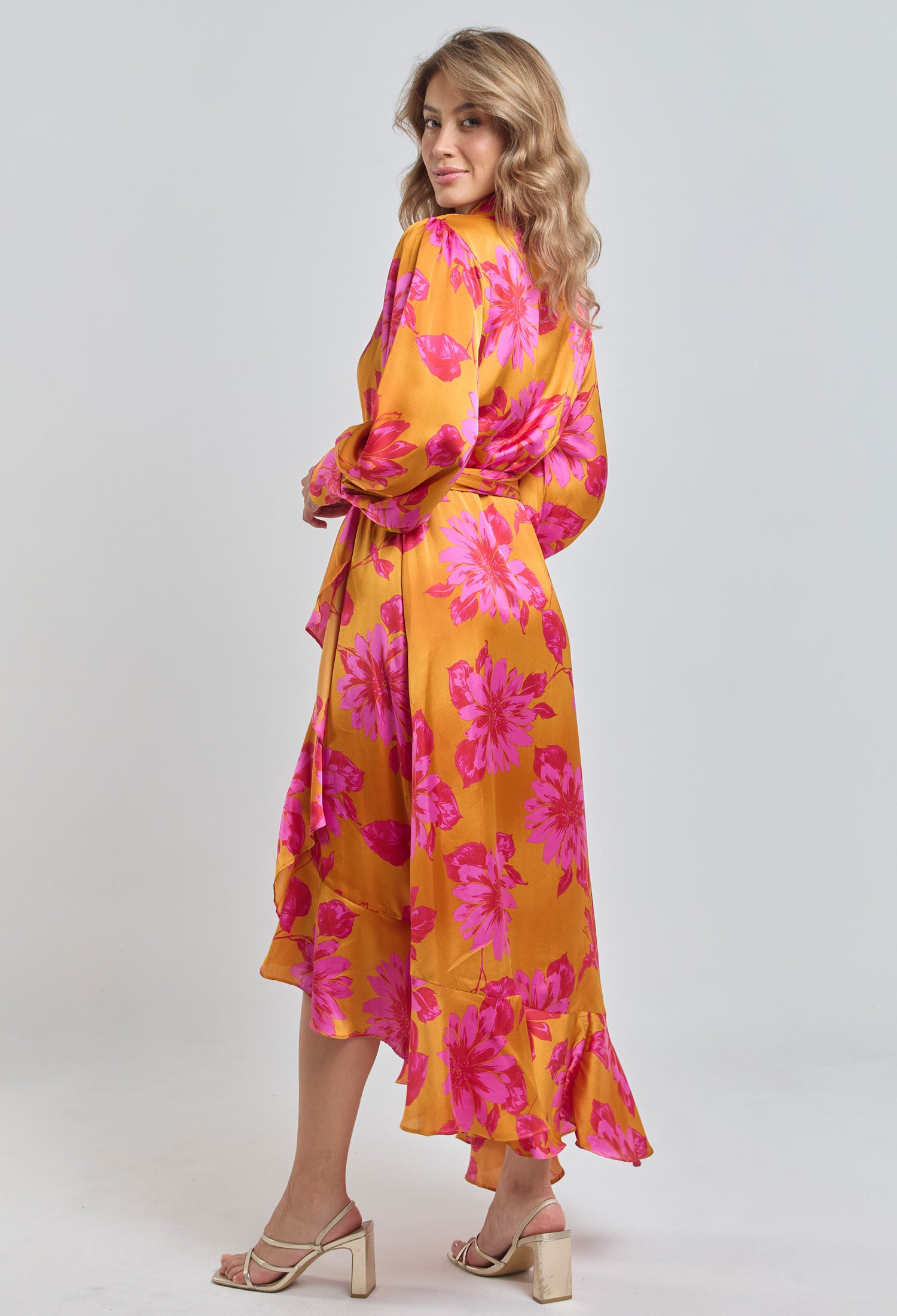 Vestido Satín Flores - SALE