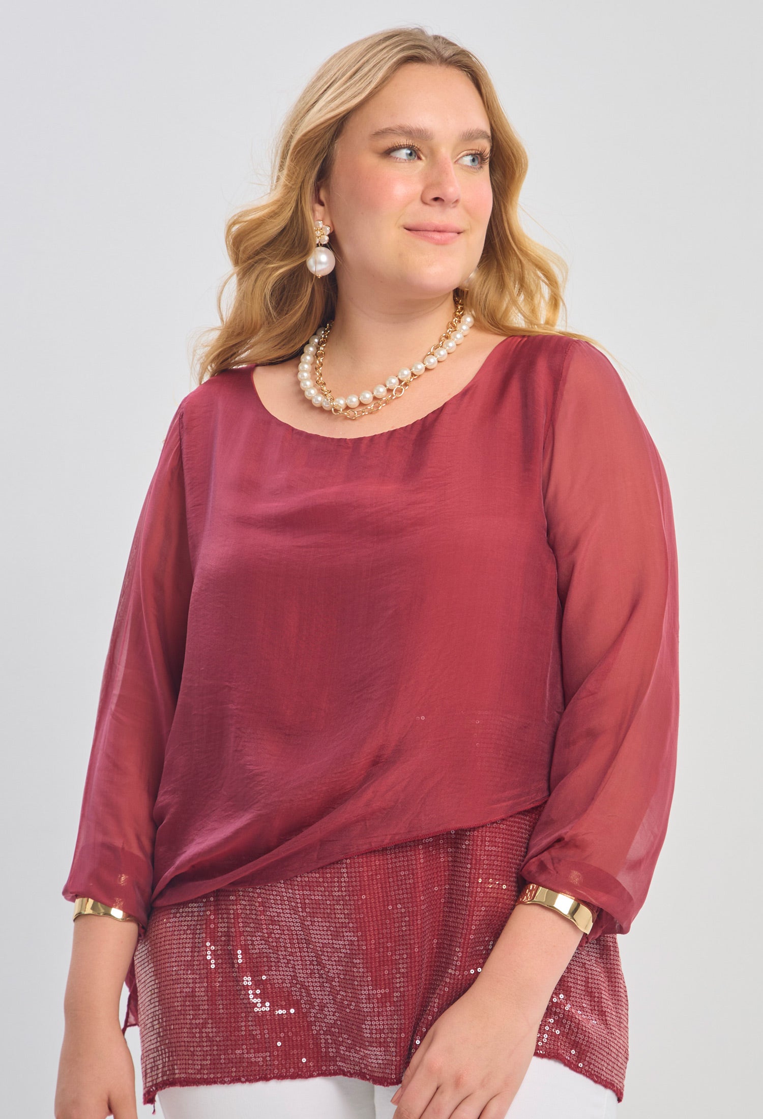 Blusa Seda Lentejuelas