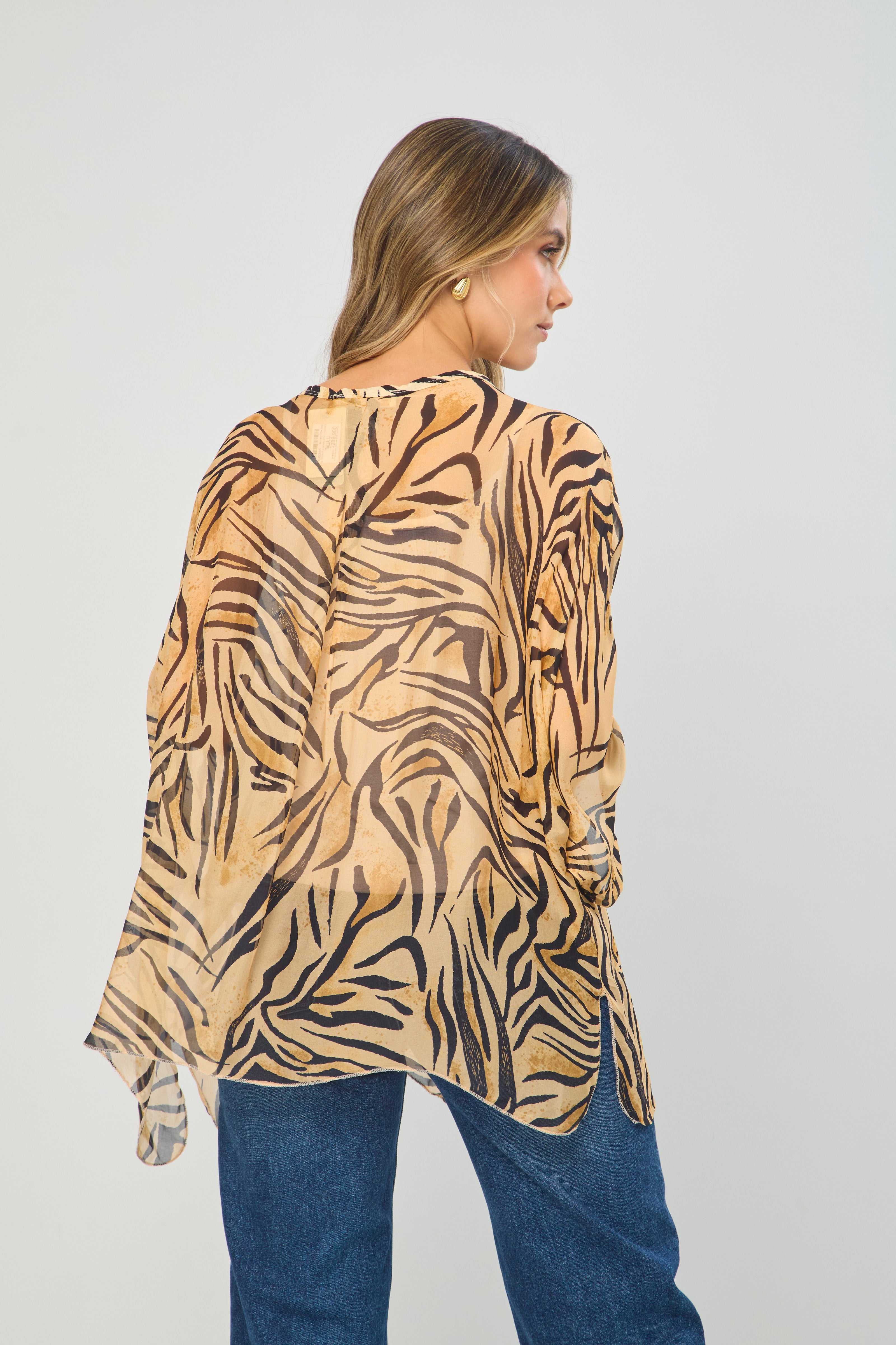 Blusa Seda Animal Print Cebra - SALE